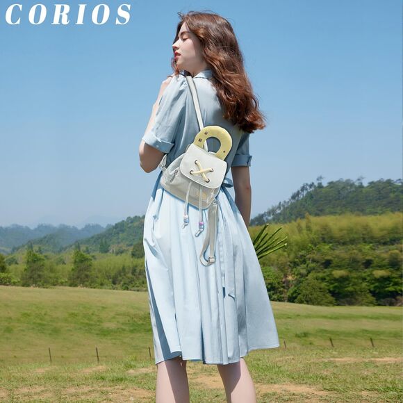 5633 Denim Backpack Drawstring Rucksack Casual Style Lightweight Daypack main image 5